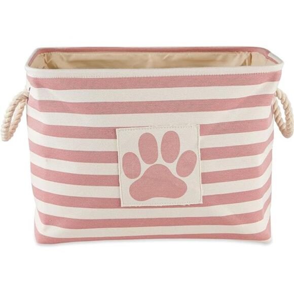 Pet Storage Collection Striped Paw Patch Bin, Small Rectangle, Rose - Picture 7 of 7